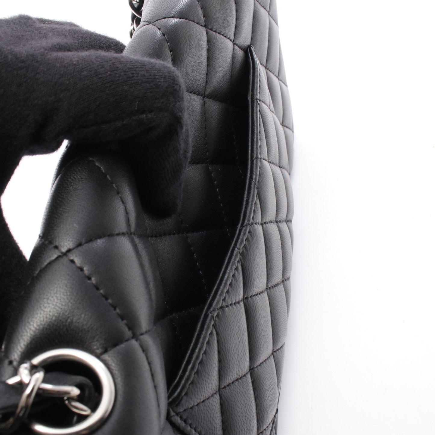 マトラッセ イーストウエスト チェーンショルダーバッグ ラムスキン ブラック シルバー金具 シャネル バッグ CHANEL