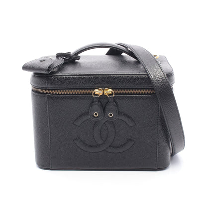ココマーク バニティ 2WAY ハンドバッグ キャビアスキン ブラック ゴールド金具 シャネル バッグ CHANEL