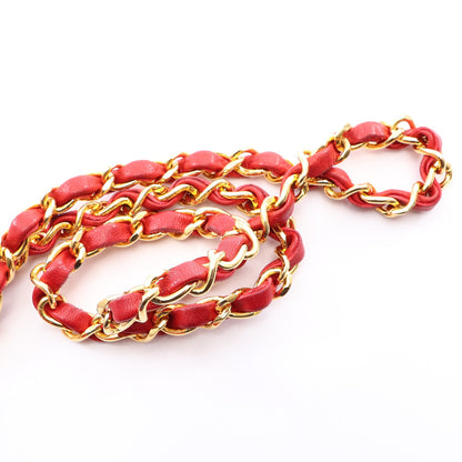 ミニマトラッセ チェーンショルダーバッグ ラムスキン レッド ネイビー ゴールド金具 ヴィンテージ シャネル