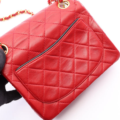 ミニマトラッセ チェーンショルダーバッグ ラムスキン レッド ネイビー ゴールド金具 ヴィンテージ シャネル
