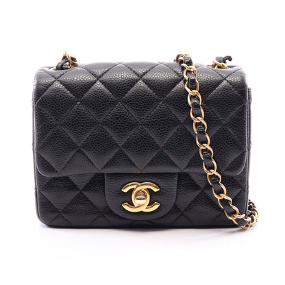 ミニマトラッセ チェーンショルダーバッグ キャビアスキン ブラック ゴールド金具 シャネル バッグ CHANEL