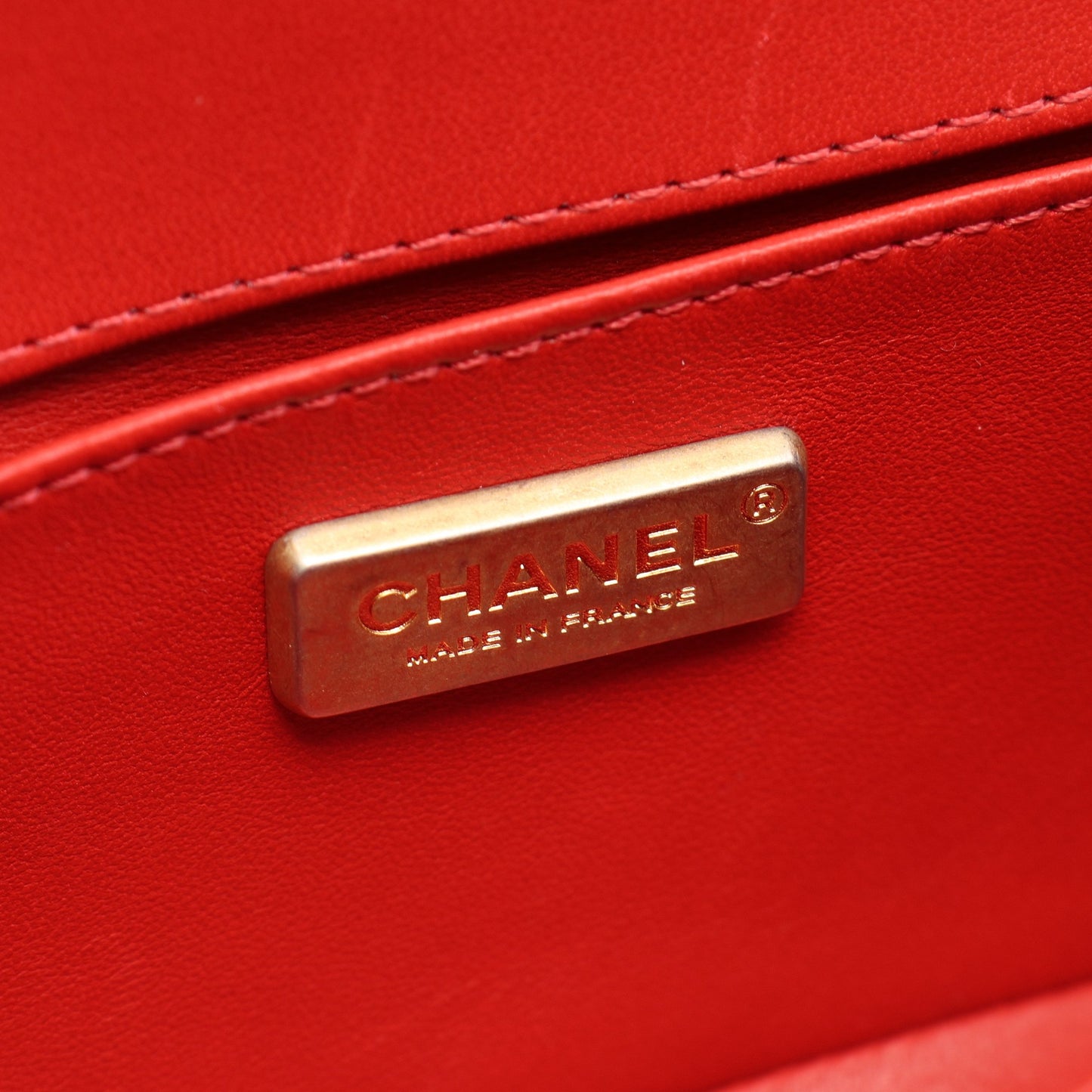 ボーイシャネル スモール チェーンショルダーバッグ レザー レッド ゴールド金具 シャネル バッグ CHANEL