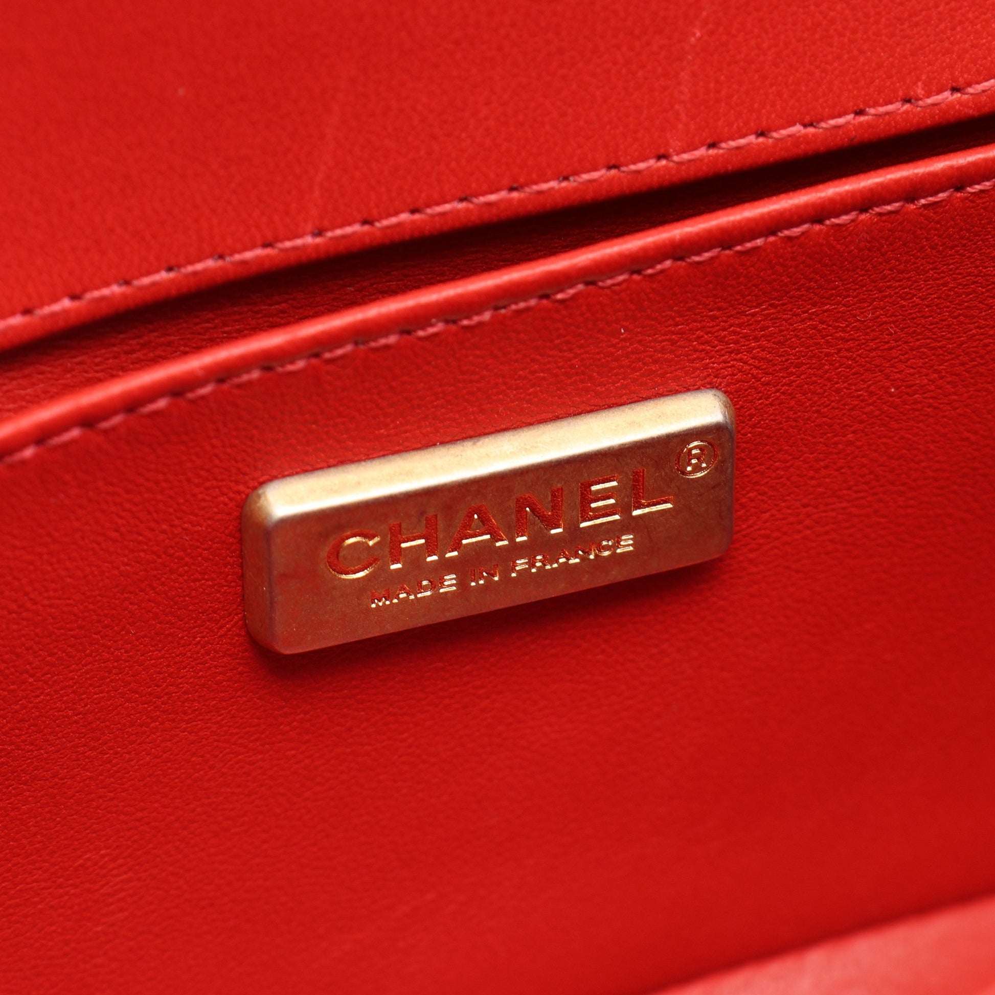 ボーイシャネル スモール チェーンショルダーバッグ レザー レッド ゴールド金具 シャネル バッグ CHANEL