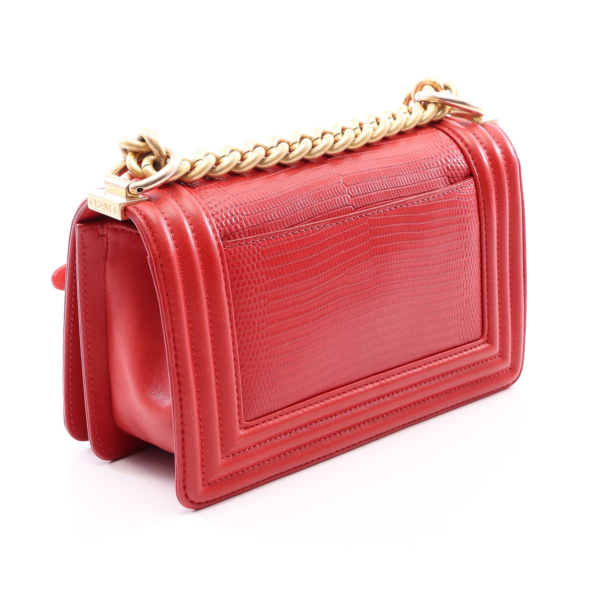 ボーイシャネル スモール チェーンショルダーバッグ レザー レッド ゴールド金具 シャネル バッグ CHANEL