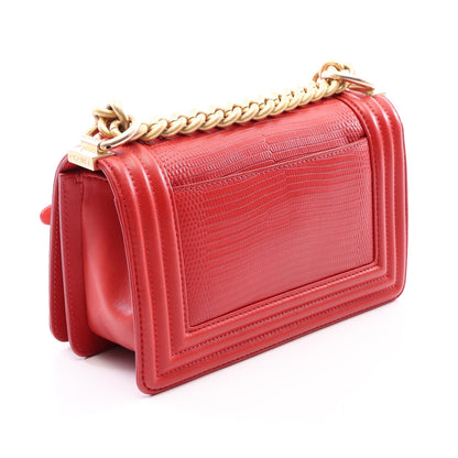 ボーイシャネル スモール チェーンショルダーバッグ レザー レッド ゴールド金具 シャネル バッグ CHANEL