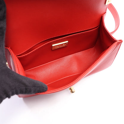 ボーイシャネル スモール チェーンショルダーバッグ レザー レッド ゴールド金具 シャネル バッグ CHANEL