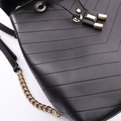 Vステッチ バックパック リュックサック ラムスキン ブラック ゴールド金具 シャネル バッグ CHANEL