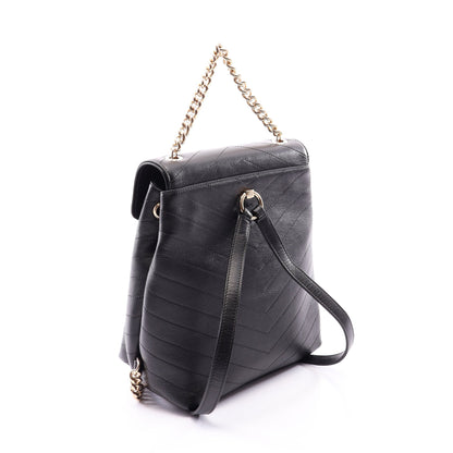 Vステッチ バックパック リュックサック ラムスキン ブラック ゴールド金具 シャネル バッグ CHANEL