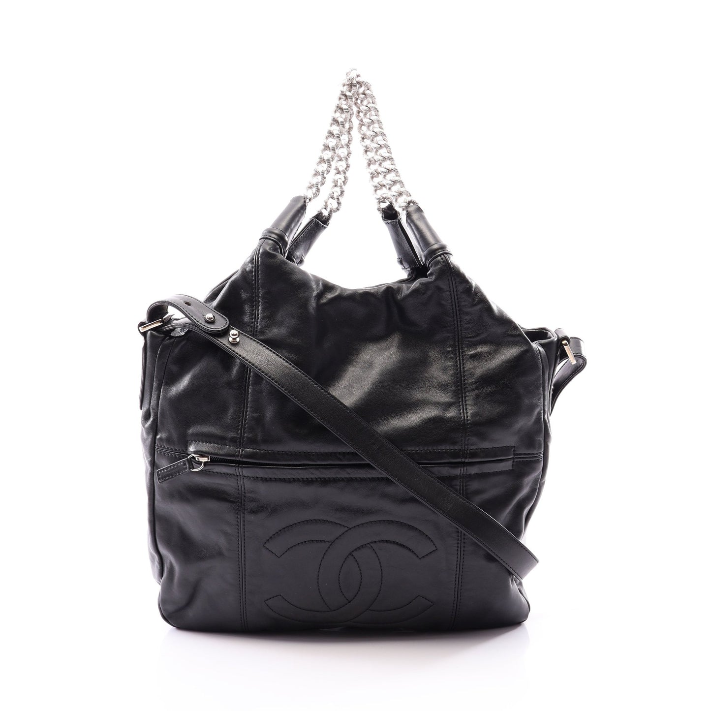 ココマーク 2WAY チェーンハンドバッグ ラムスキン ブラック シルバー金具 シャネル バッグ CHANEL