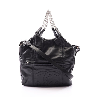 ココマーク 2WAY チェーンハンドバッグ ラムスキン ブラック シルバー金具 シャネル バッグ CHANEL