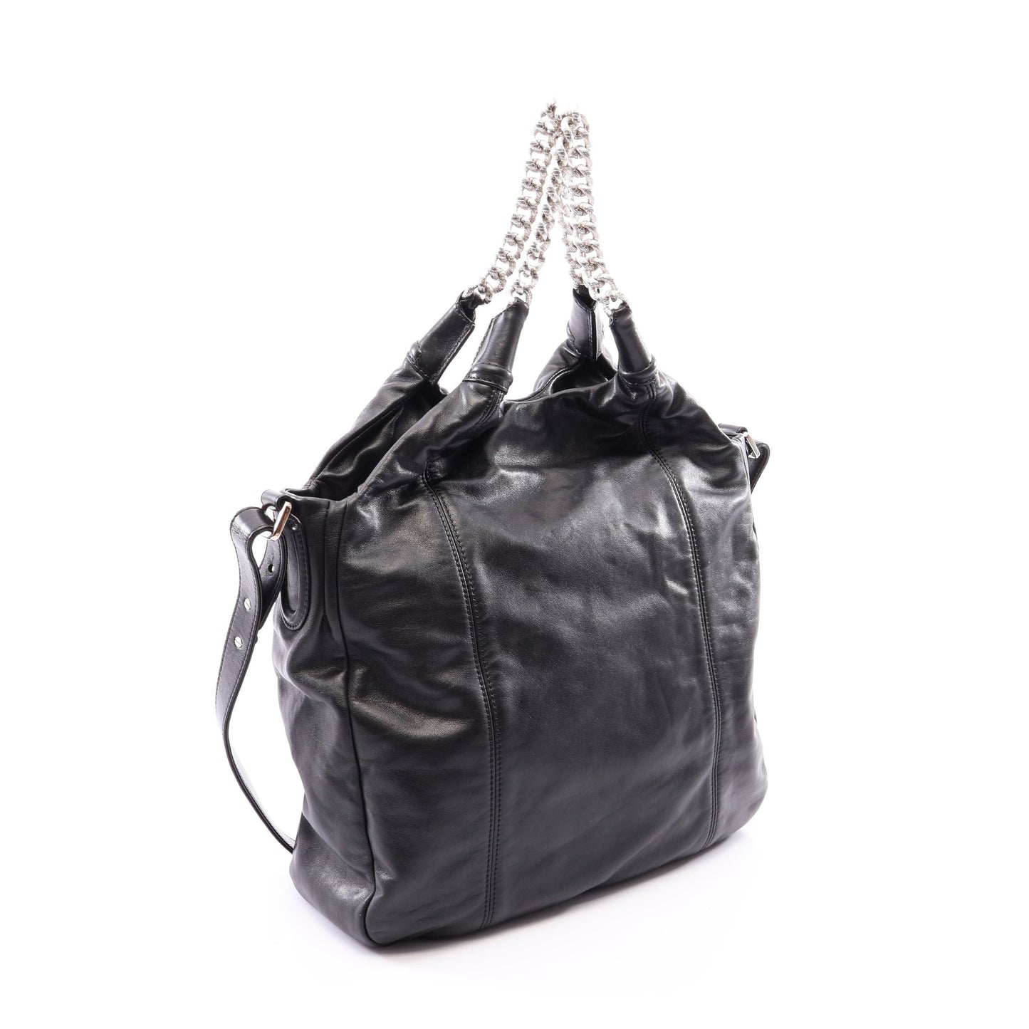 ココマーク 2WAY チェーンハンドバッグ ラムスキン ブラック シルバー金具 シャネル バッグ CHANEL