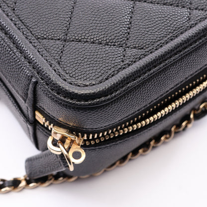 CCフィグリー スモール バニティバッグ 2WAY チェーンショルダーバッグ キャビアスキン ブラック ゴールド金具 シャネル バッグ CHANEL