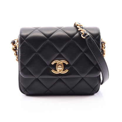 マトラッセ チェーンショルダーバッグ ラムスキン ブラック ゴールド金具 シャネル バッグ CHANEL
