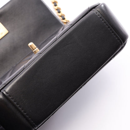 マトラッセ チェーンショルダーバッグ ラムスキン ブラック ゴールド金具 シャネル バッグ CHANEL