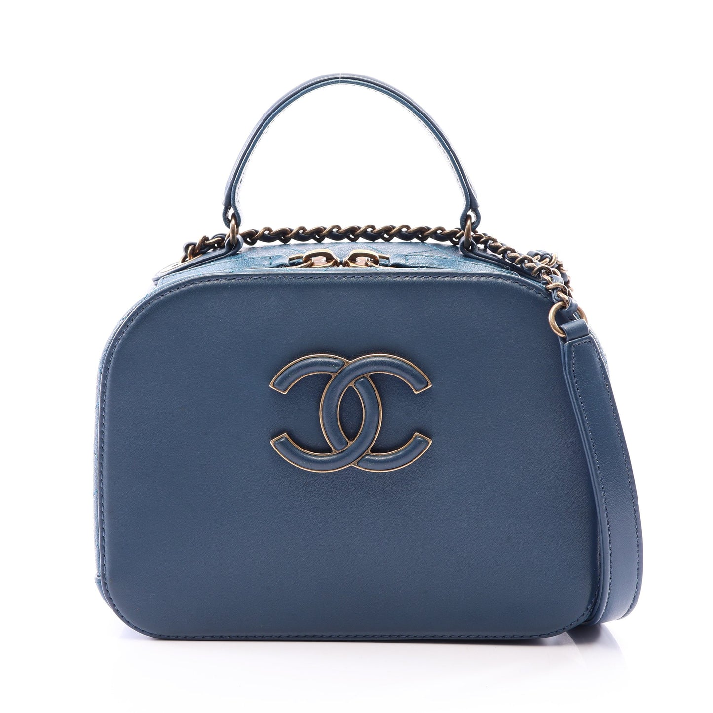 ココマーク 2WAY ショルダーバッグ レザー ブルー ゴールド金具 シャネル バッグ CHANEL