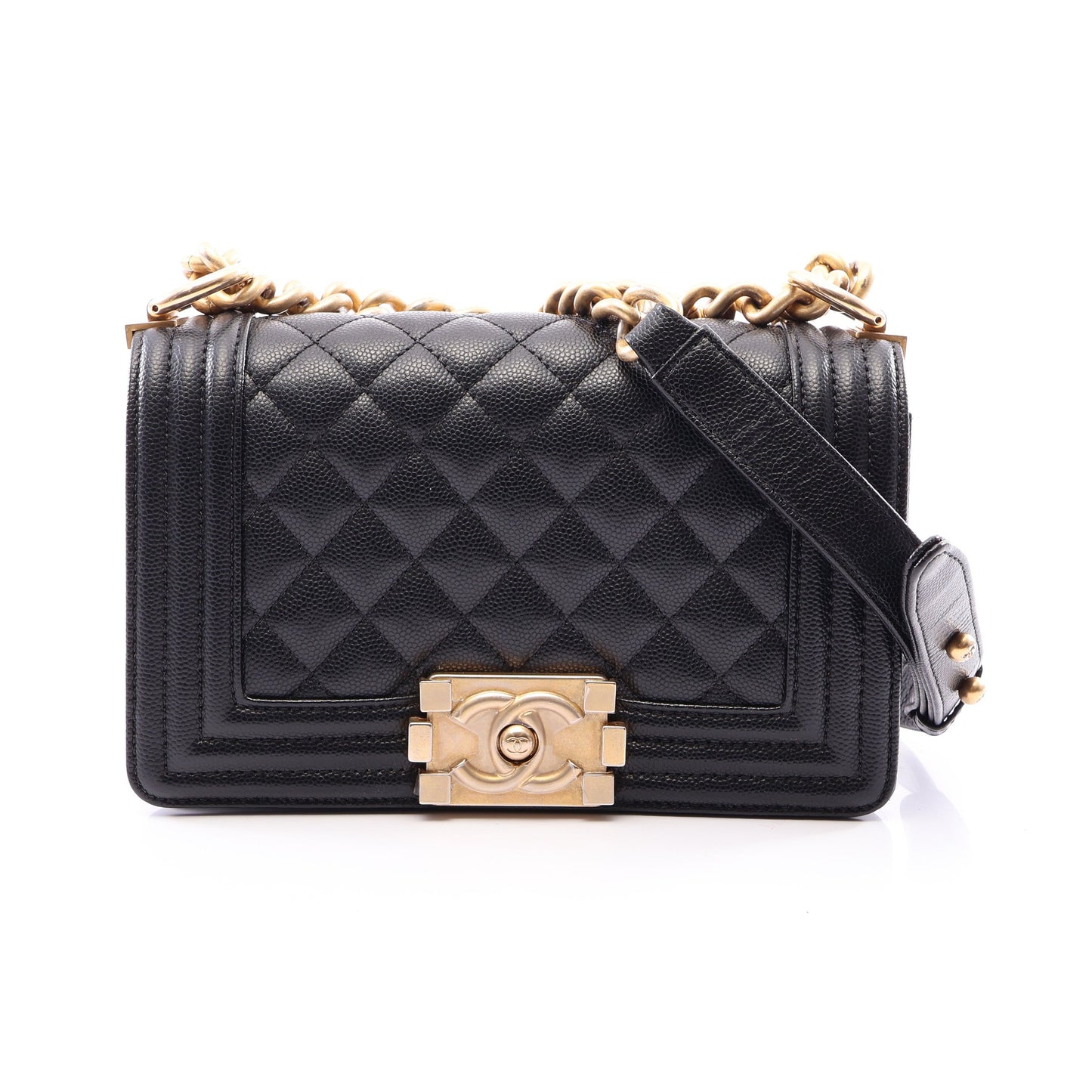 ボーイシャネル スモール チェーンショルダーバッグ キャビアスキン ブラック ゴールド金具 シャネル バッグ CHANEL