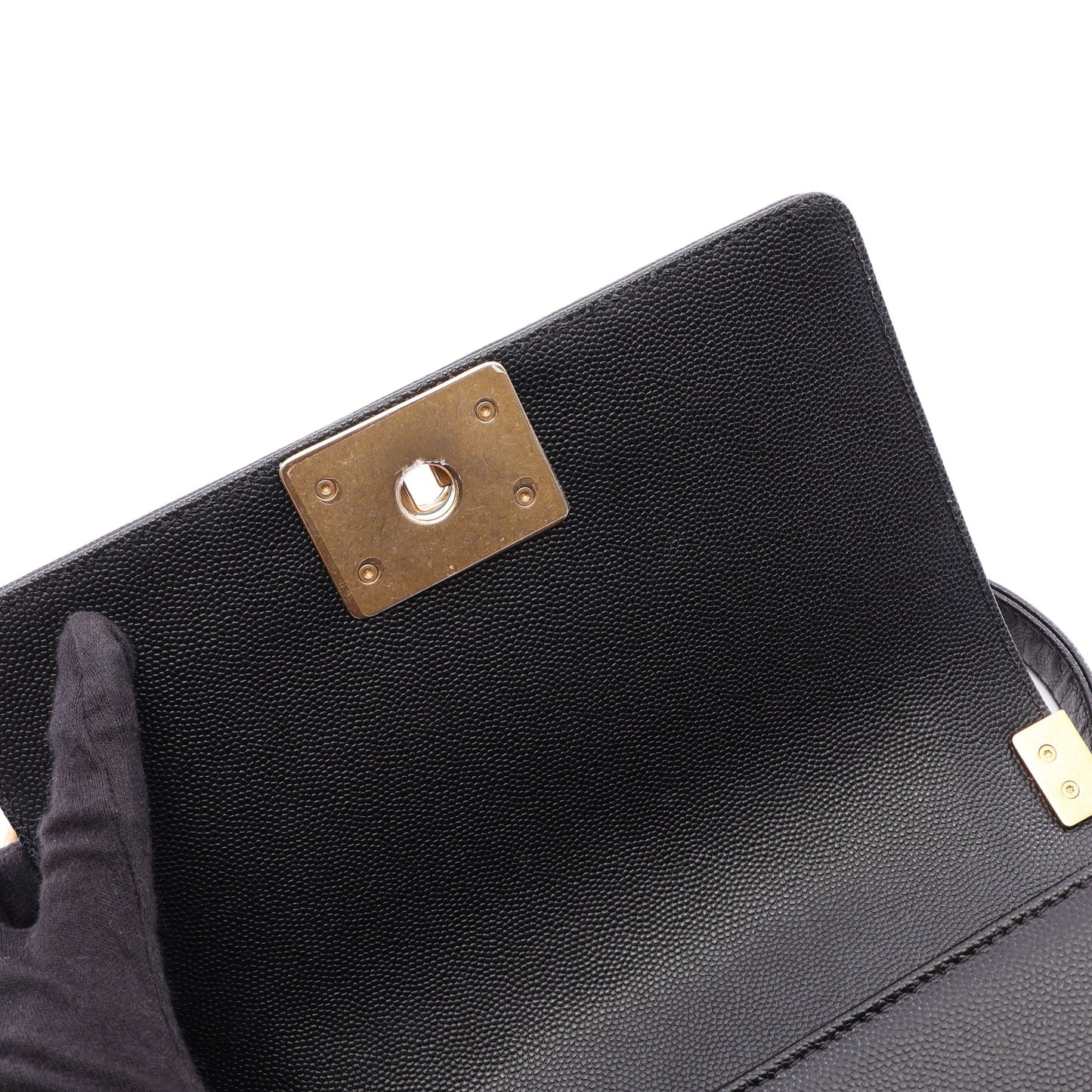 ボーイシャネル スモール チェーンショルダーバッグ キャビアスキン ブラック ゴールド金具 シャネル バッグ CHANEL