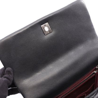 ココハンドル29 トップハンドル フラップ バッグ マトラッセ 2WAY ハンドバッグ キャビアスキン ブラック シルバー金具 シャネル バッグ CHANEL