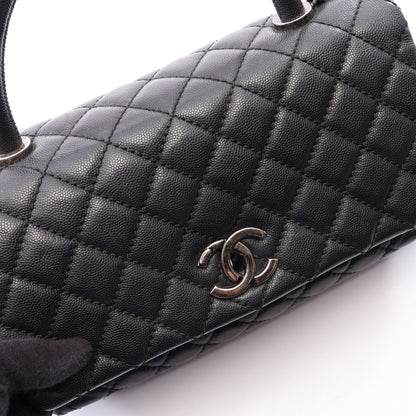 ココハンドル29 トップハンドル フラップ バッグ マトラッセ 2WAY ハンドバッグ キャビアスキン ブラック シルバー金具 シャネル バッグ CHANEL