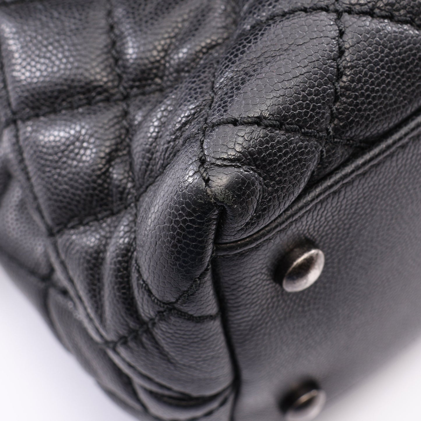 ココハンドル29 トップハンドル フラップ バッグ マトラッセ 2WAY ハンドバッグ キャビアスキン ブラック シルバー金具 シャネル バッグ CHANEL