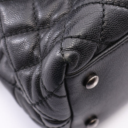 ココハンドル29 トップハンドル フラップ バッグ マトラッセ 2WAY ハンドバッグ キャビアスキン ブラック シルバー金具 シャネル バッグ CHANEL