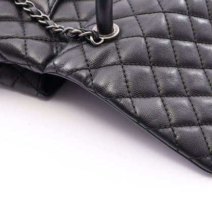 ココハンドル29 トップハンドル フラップ バッグ マトラッセ 2WAY ハンドバッグ キャビアスキン ブラック シルバー金具 シャネル バッグ CHANEL