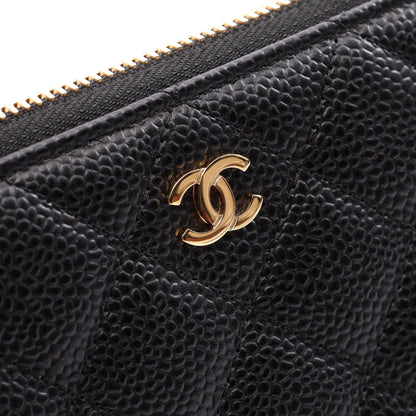 クラシック ロング ジップ ウォレット マトラッセ ラウンドファスナー長財布 キャビアスキン ブラック ゴールド金具 シャネル 財布・小物 CHANEL