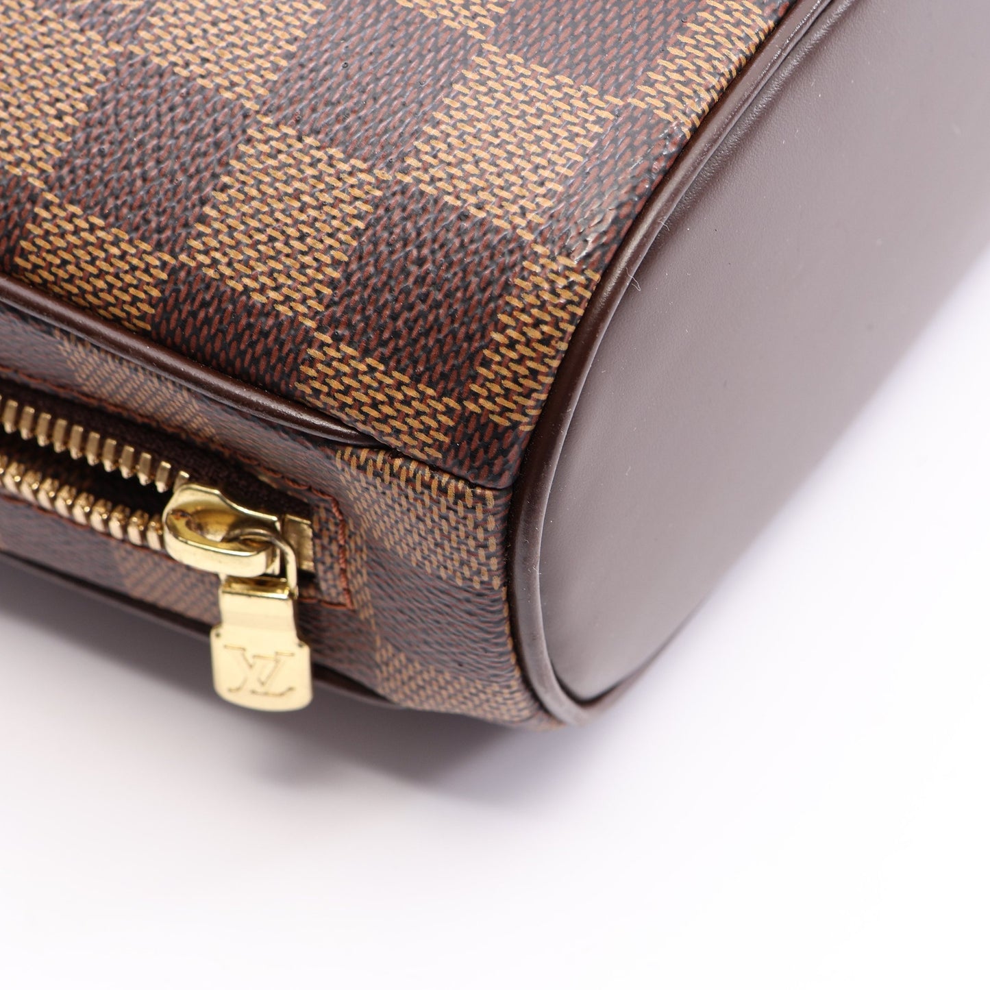 サリア ミニ ダミエエベヌ ハンドバッグ PVC レザー ブラウン ルイヴィトン バッグ LOUIS VUITTON