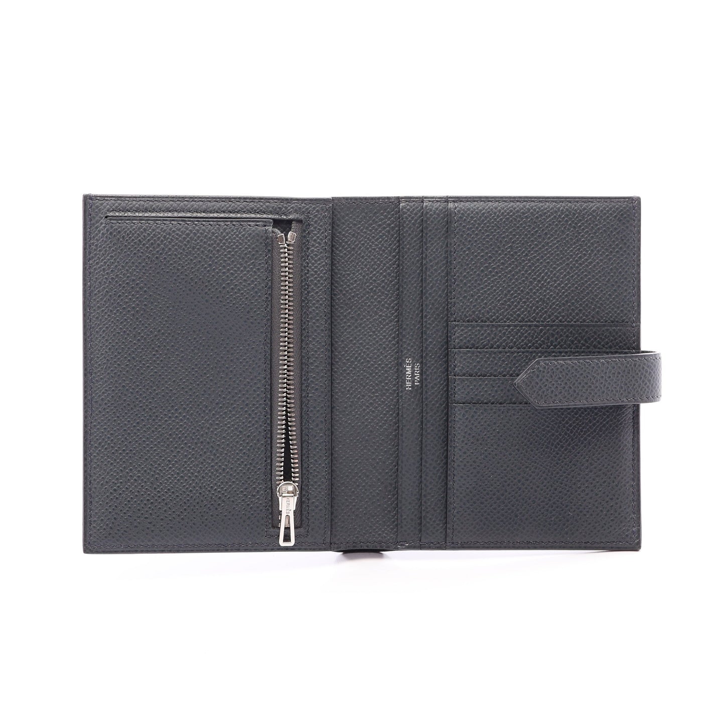 ベアンコンパクト グリミスティ 二つ折り財布 ヴォーエプソン グレー シルバー金具 W刻印 エルメス 財布・小物 HERMES
