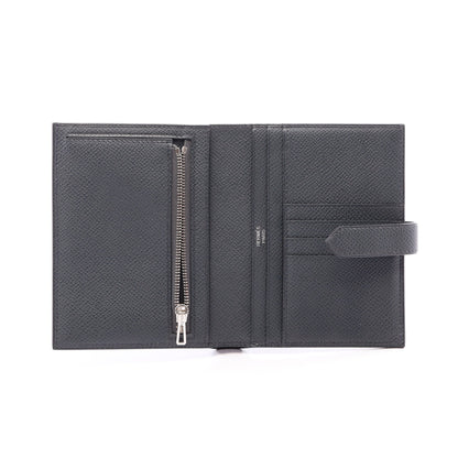 ベアンコンパクト グリミスティ 二つ折り財布 ヴォーエプソン グレー シルバー金具 W刻印 エルメス 財布・小物 HERMES