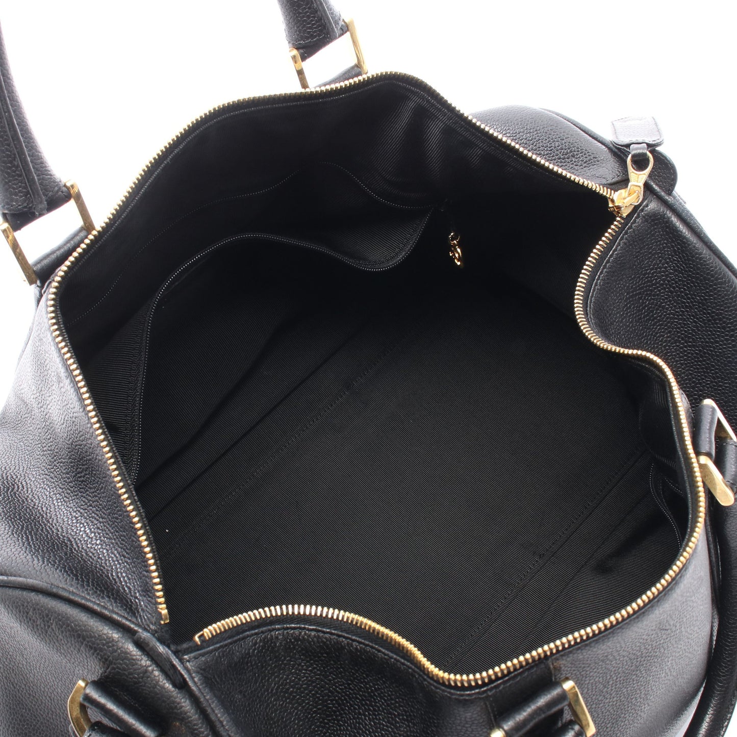 ココマーク 2WAY ボストンバッグ キャビアスキン ブラック ゴールド金具 シャネル バッグ CHANEL