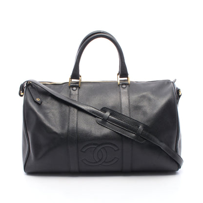ココマーク 2WAY ボストンバッグ キャビアスキン ブラック ゴールド金具 シャネル バッグ CHANEL