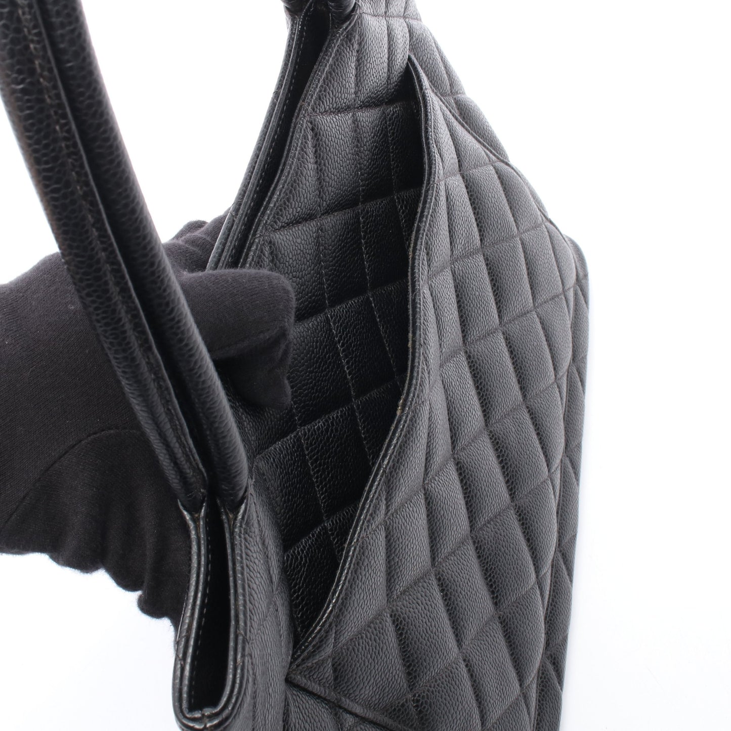 復刻トート ハンドバッグ トートバッグ キャビアスキン ブラック シルバー金具 シャネル バッグ CHANEL