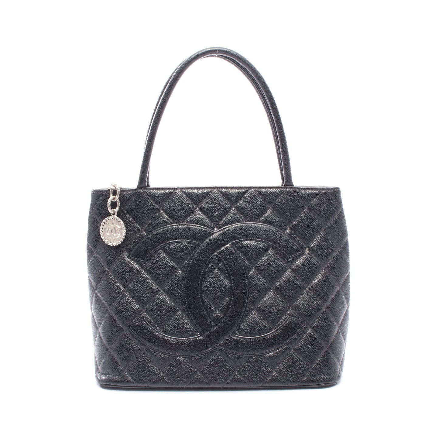 復刻トート ハンドバッグ トートバッグ キャビアスキン ブラック シルバー金具 シャネル バッグ CHANEL