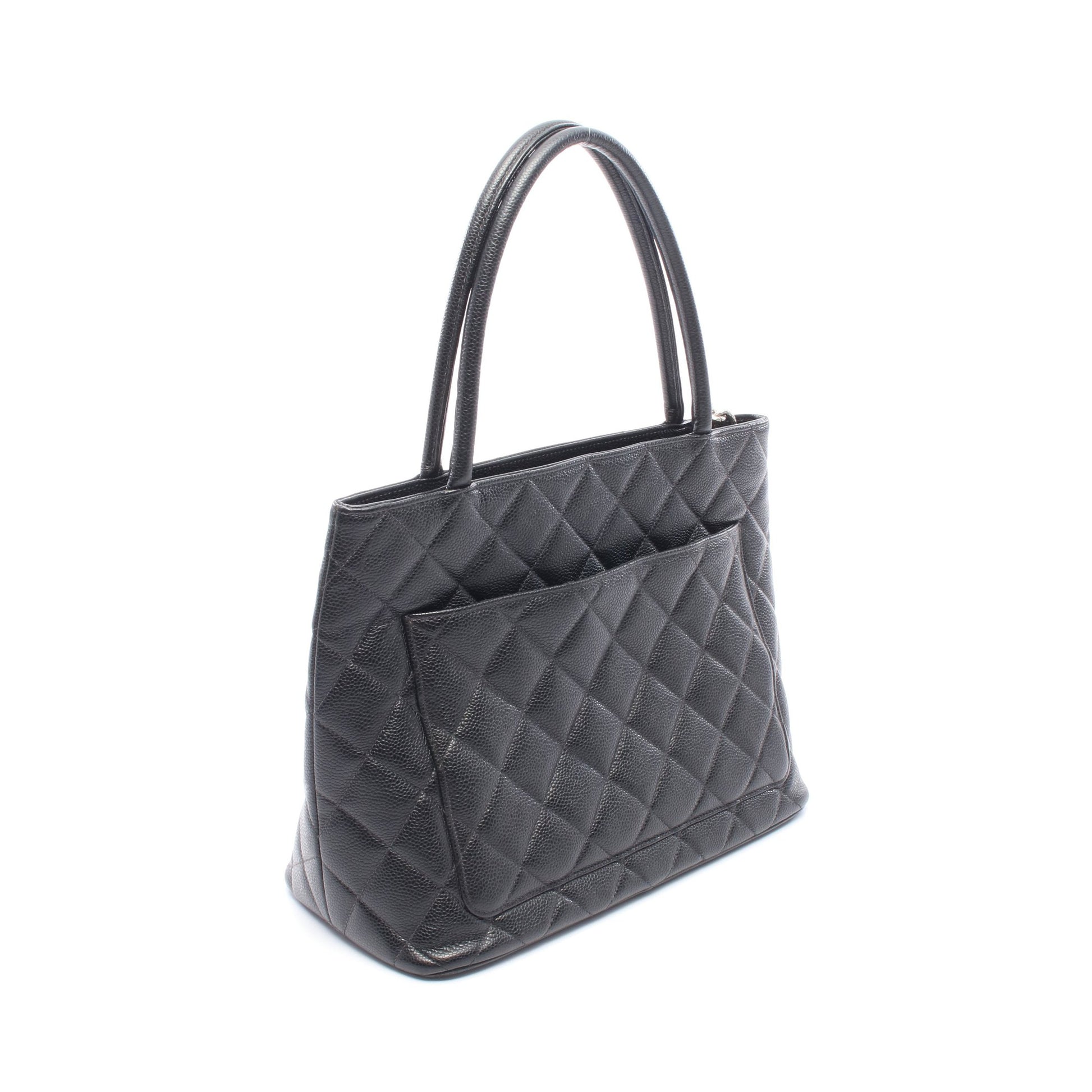 復刻トート ハンドバッグ トートバッグ キャビアスキン ブラック シルバー金具 シャネル バッグ CHANEL