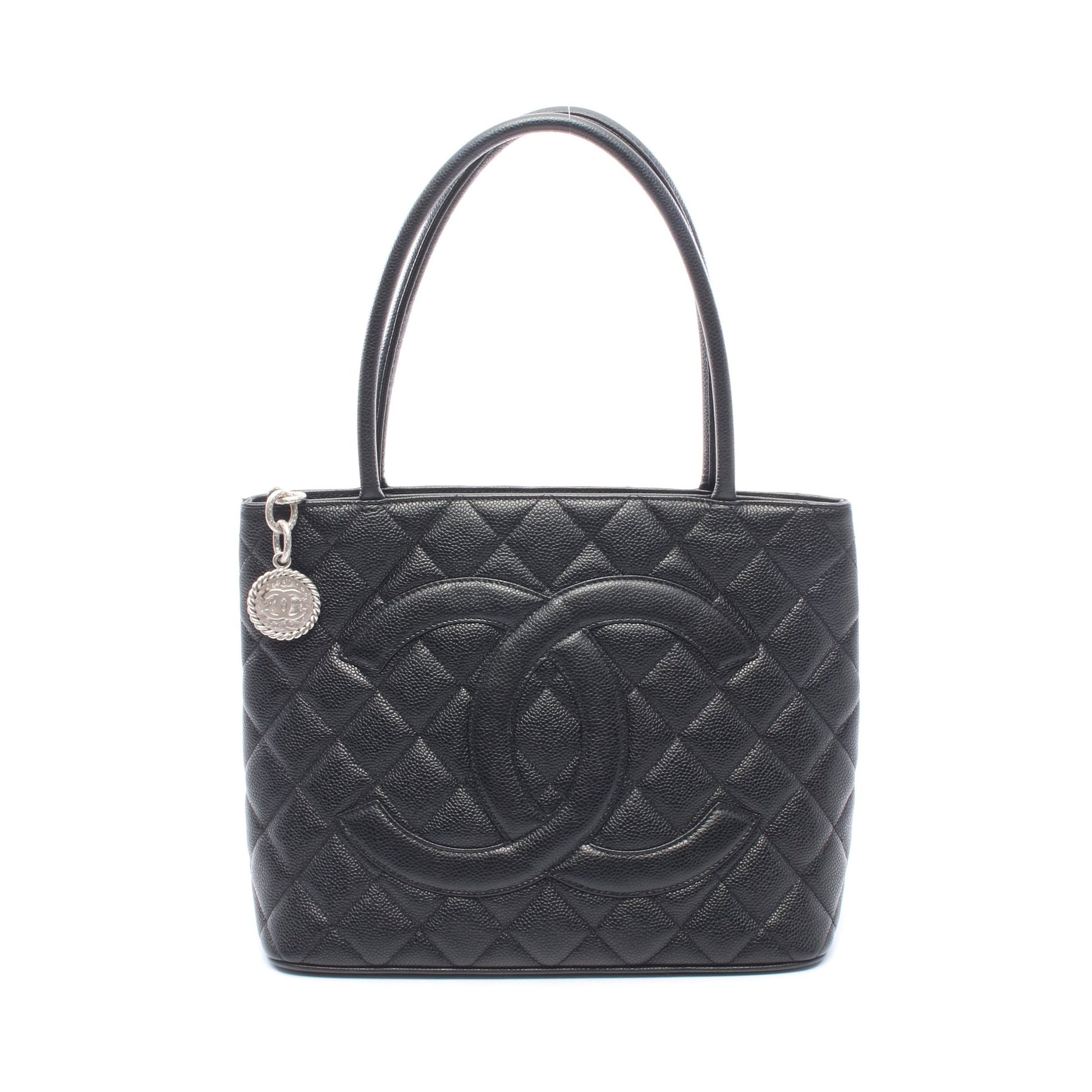 復刻トート ハンドバッグ トートバッグ キャビアスキン ブラック シルバー金具 シャネル バッグ CHANEL
