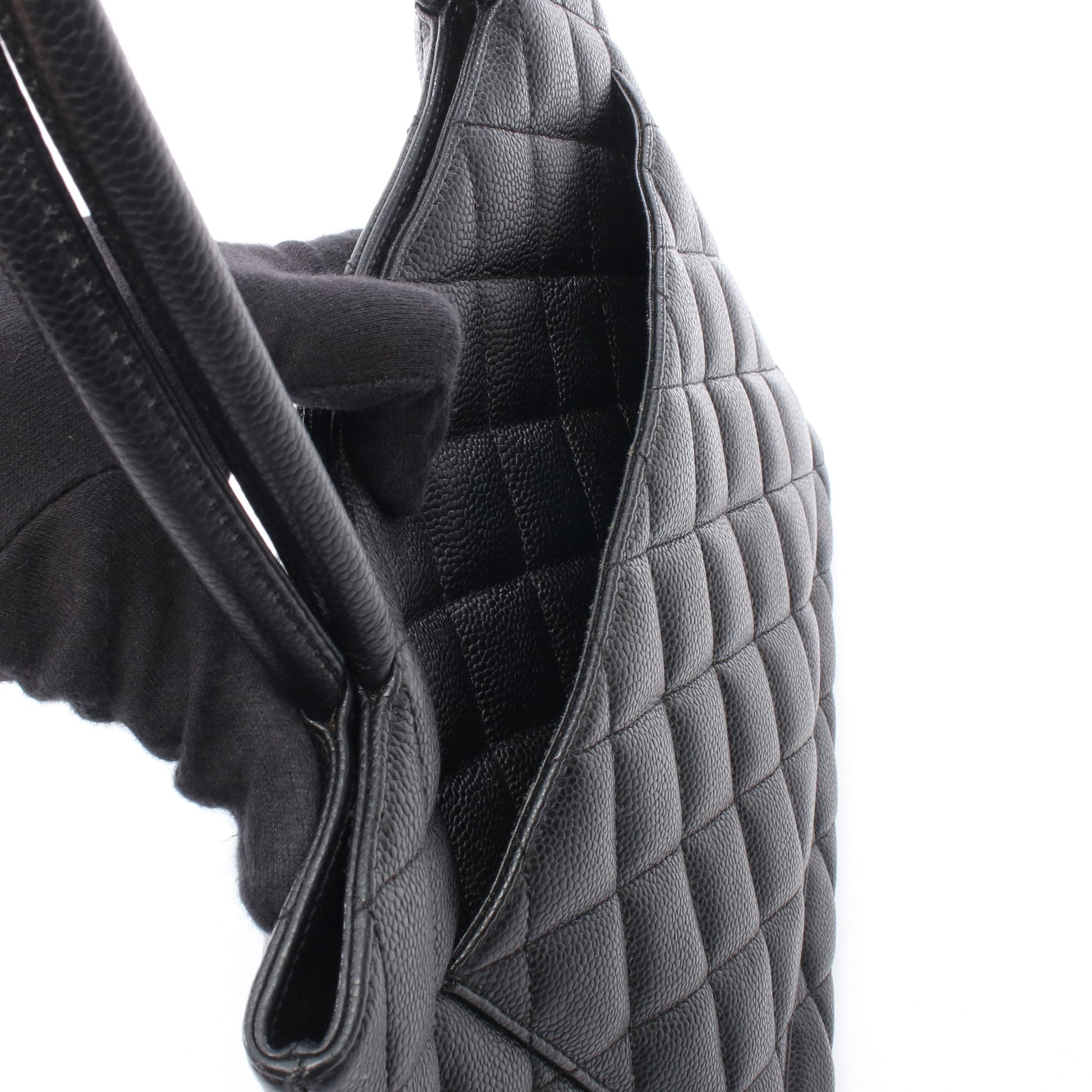復刻トート ハンドバッグ トートバッグ キャビアスキン ブラック シルバー金具 シャネル バッグ CHANEL