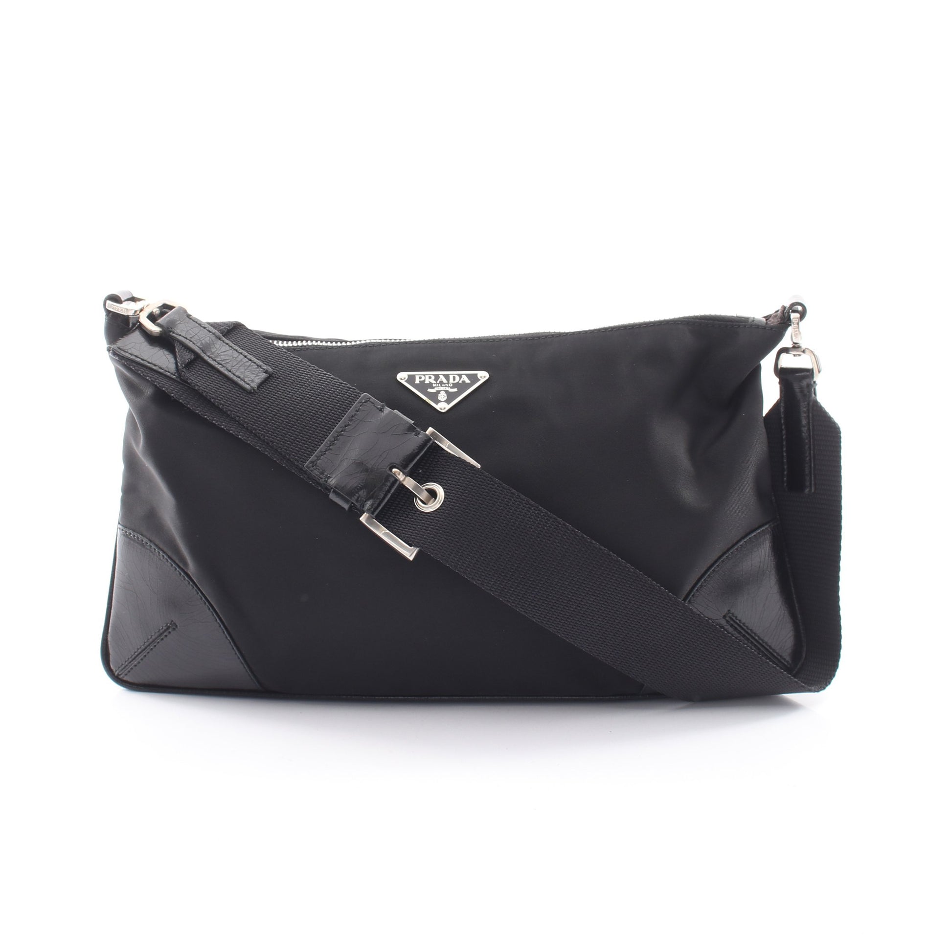 TESSUTO LIGHT ショルダーバッグ ナイロン レザー ブラック プラダ バッグ PRADA