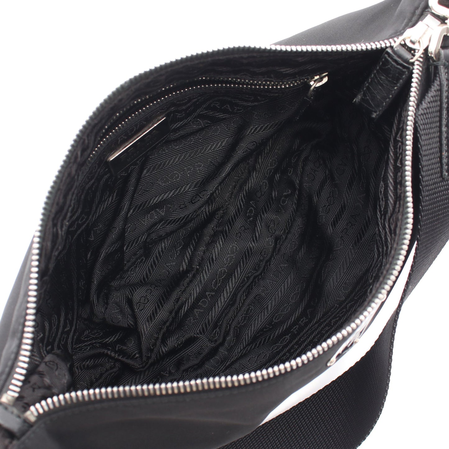 TESSUTO LIGHT ショルダーバッグ ナイロン レザー ブラック プラダ バッグ PRADA