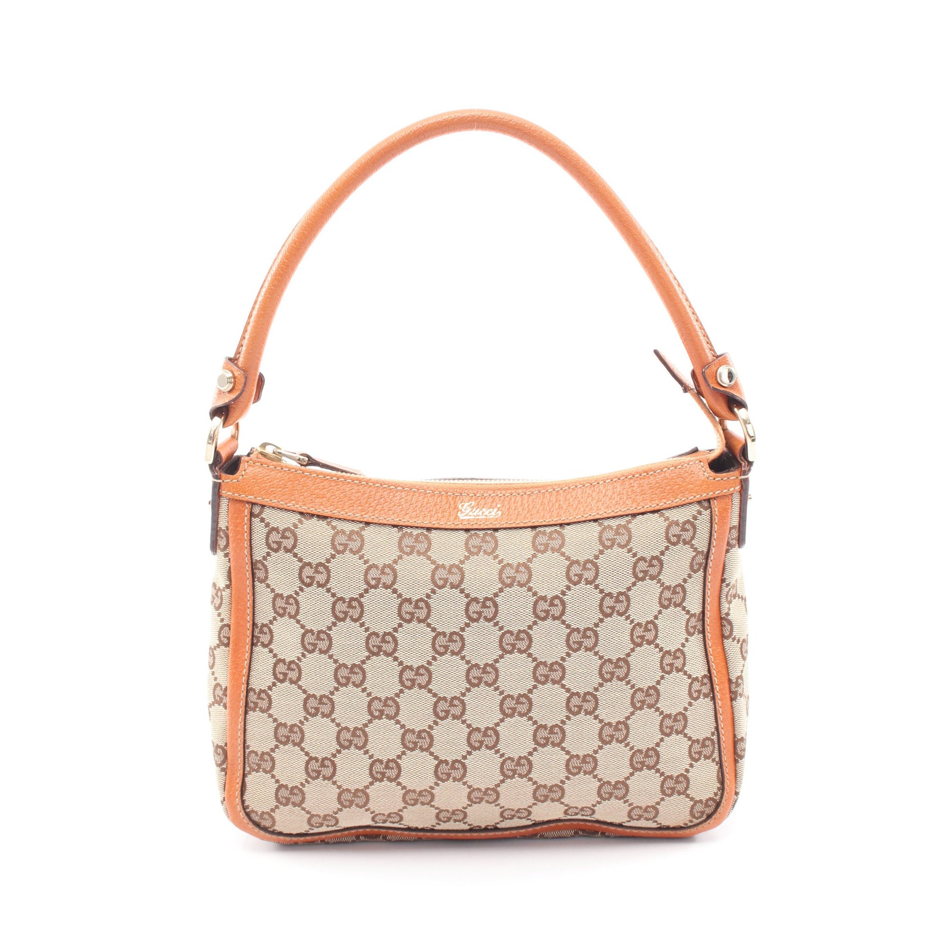 GGキャンバス ハンドバッグ キャンバス レザー ブラウン ベージュ グッチ バッグ GUCCI
