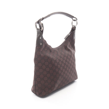 GGナイロン ワンショルダーバッグ ナイロン レザー ダークブラウン グッチ バッグ GUCCI