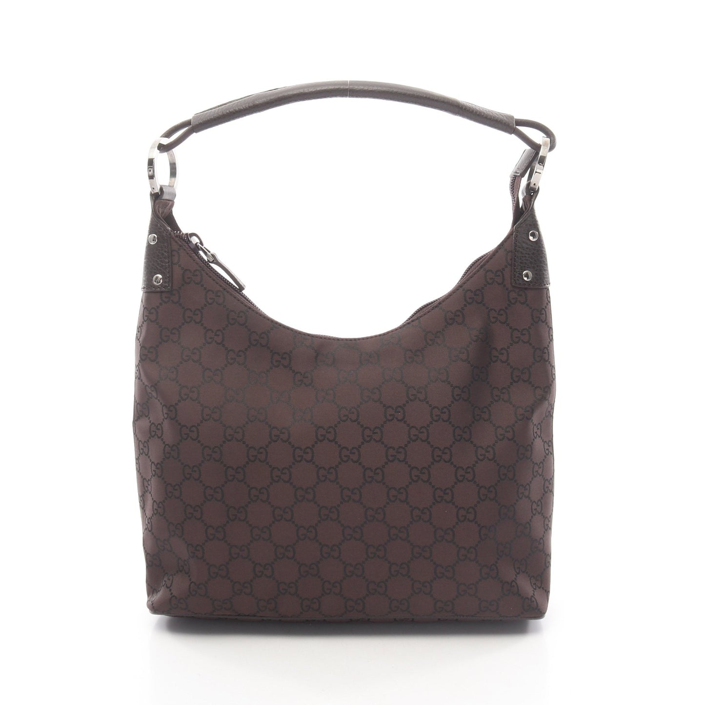 GGナイロン ワンショルダーバッグ ナイロン レザー ダークブラウン グッチ バッグ GUCCI