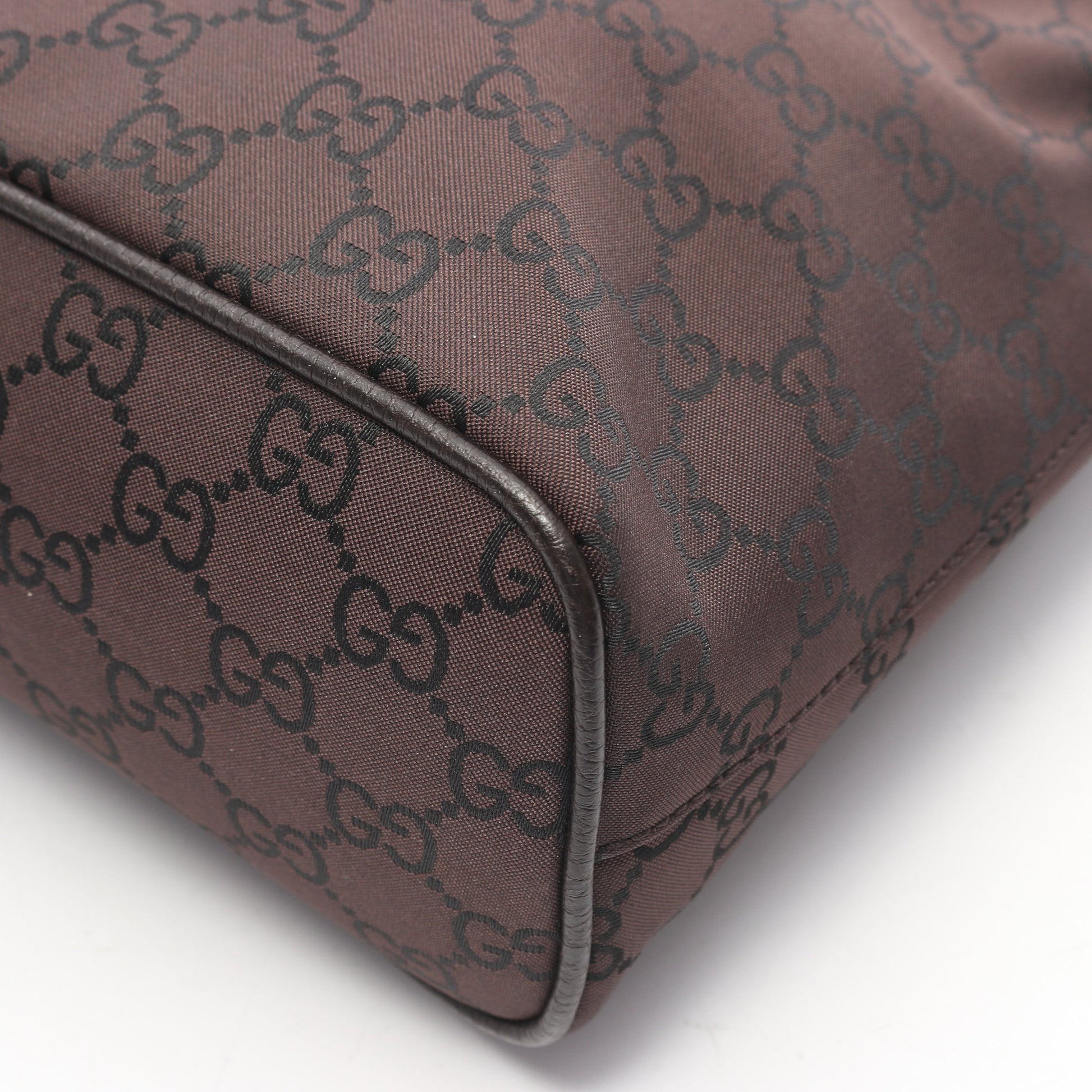GGナイロン ワンショルダーバッグ ナイロン レザー ダークブラウン グッチ バッグ GUCCI