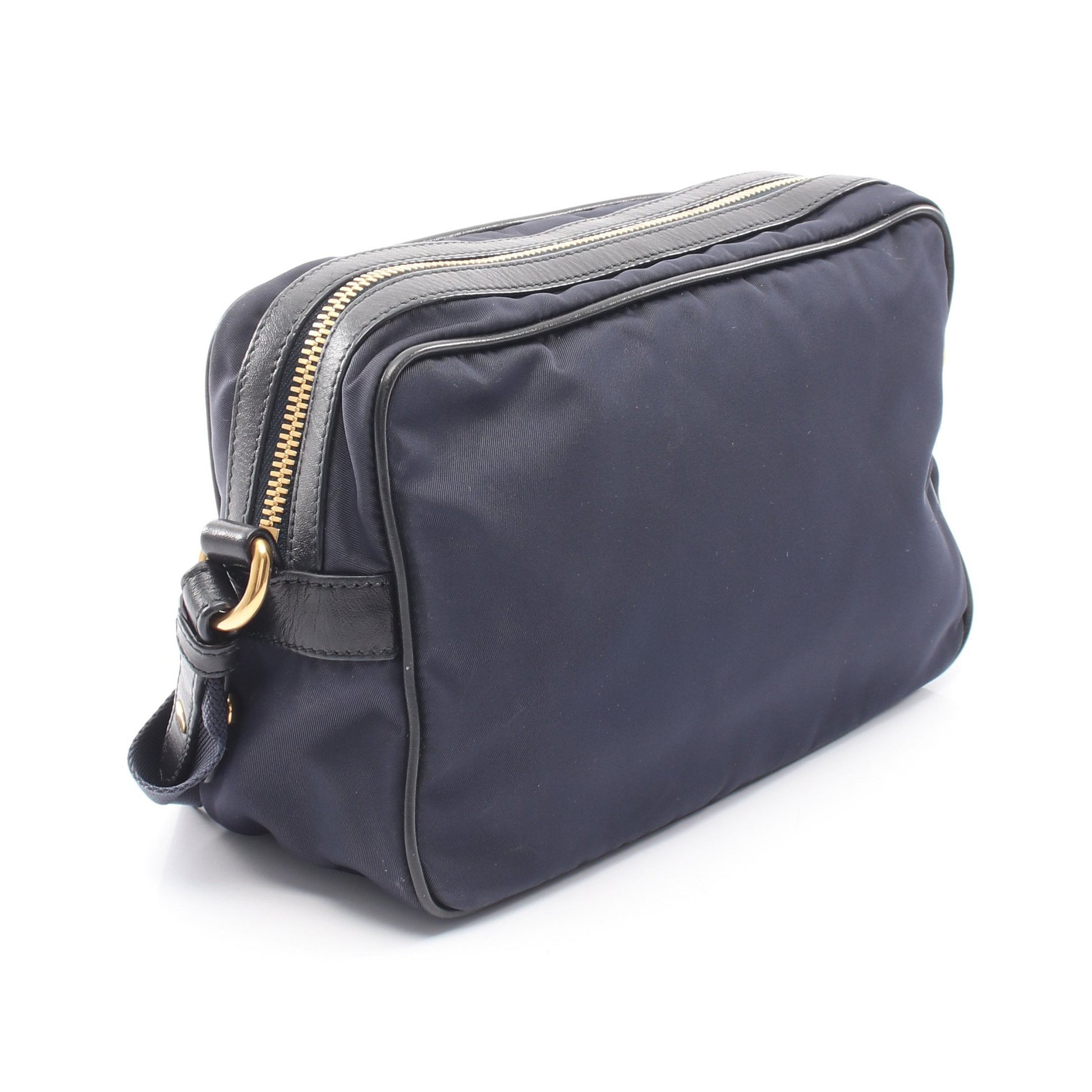TESSUTO SOFT CALF ショルダーバッグ ナイロン レザー ネイビー ブラック プラダ バッグ PRADA