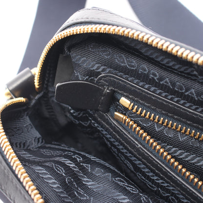 TESSUTO SOFT CALF ショルダーバッグ ナイロン レザー ネイビー ブラック プラダ バッグ PRADA