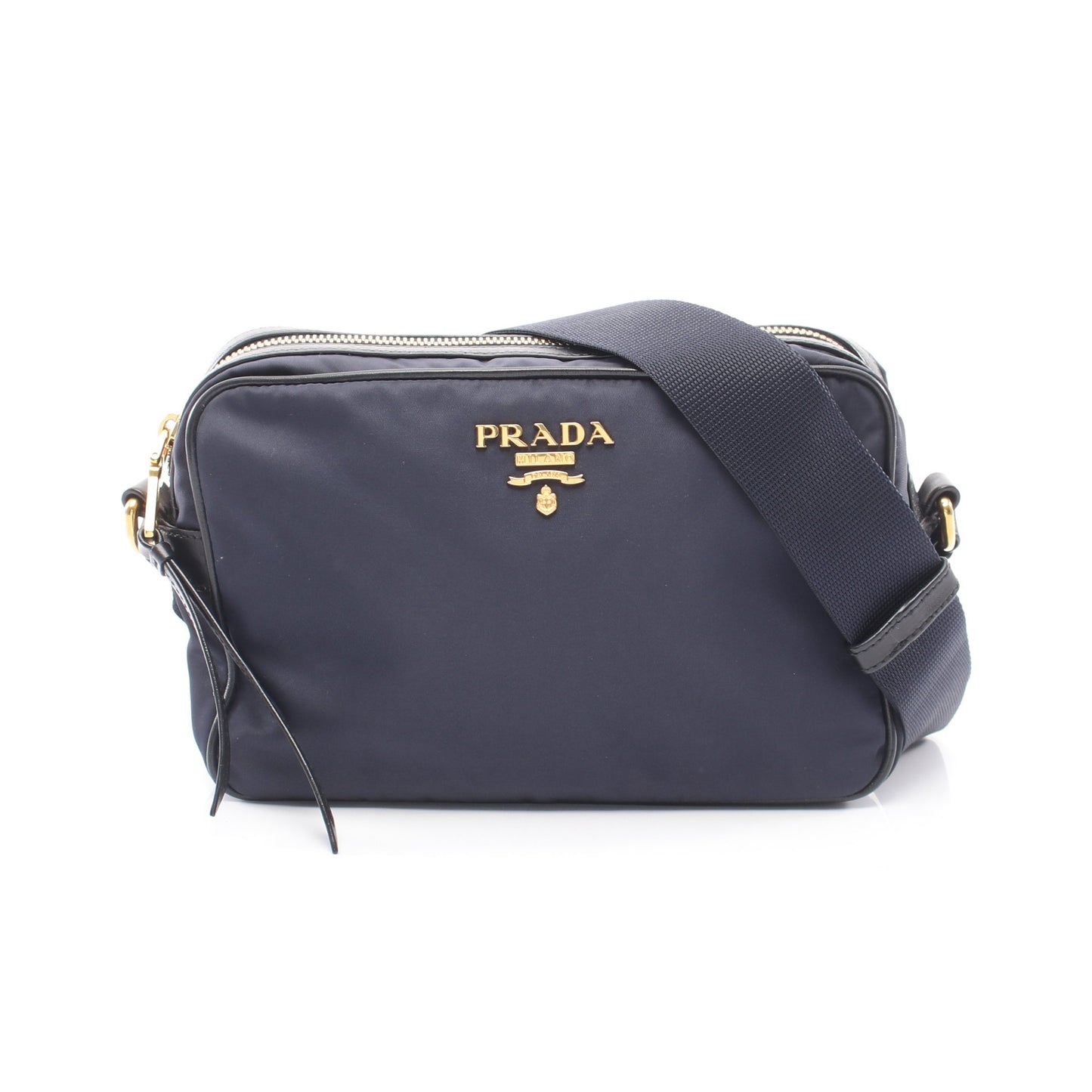 TESSUTO SOFT CALF ショルダーバッグ ナイロン レザー ネイビー ブラック プラダ バッグ PRADA