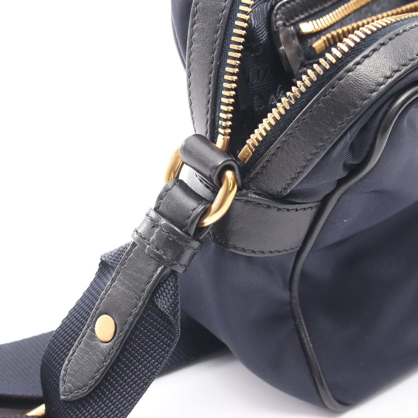 TESSUTO SOFT CALF ショルダーバッグ ナイロン レザー ネイビー ブラック プラダ バッグ PRADA