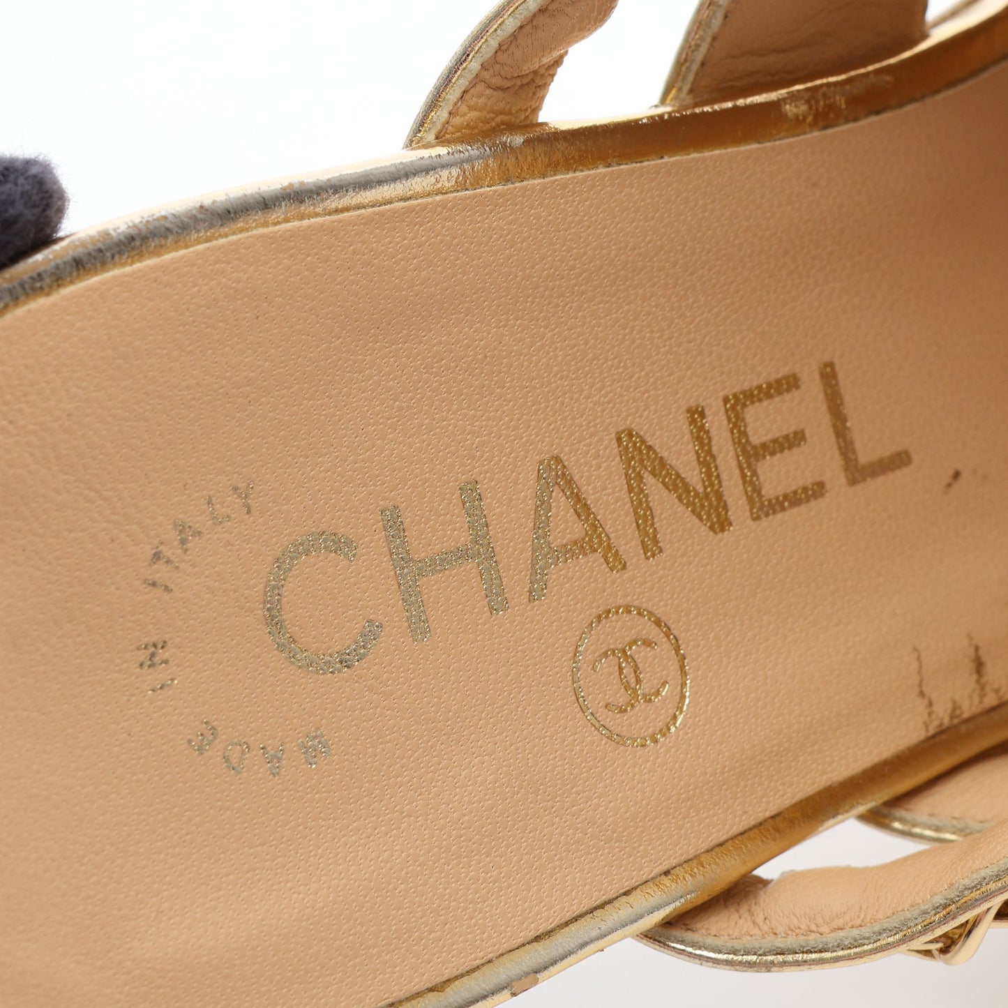 ココマーク チェーン サンダル レザー ゴールド シャネル シューズ CHANEL