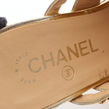 ココマーク チェーン サンダル レザー ゴールド シャネル シューズ CHANEL