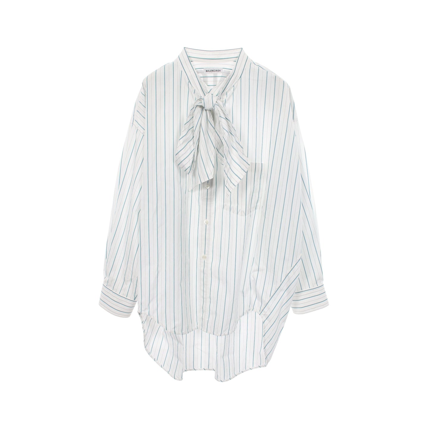 ストライプ ニュースウィング バックロゴ シャツ コットン ホワイト ブルー グリーン バレンシアガ トップス BALENCIAGA